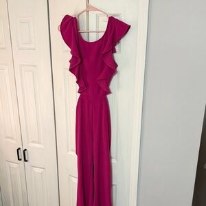 Flying Tomato Magenta Ruffle Jumpsuit